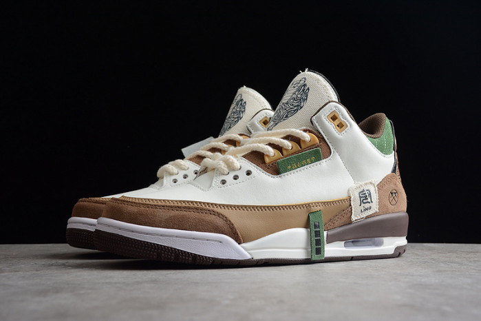 Air Jordan 3 Retro SE White Dark Brown Green Shoes 398614-500