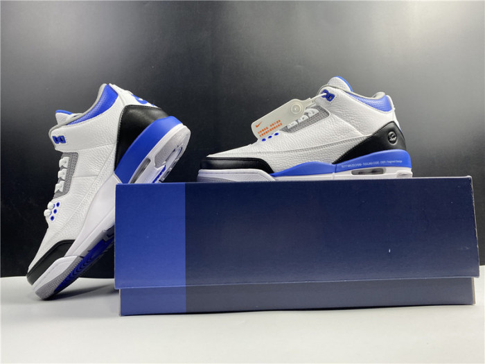 Men’s Fragment Design x Air Jordan 3 White/Royal Blue For Sale CT8532-040