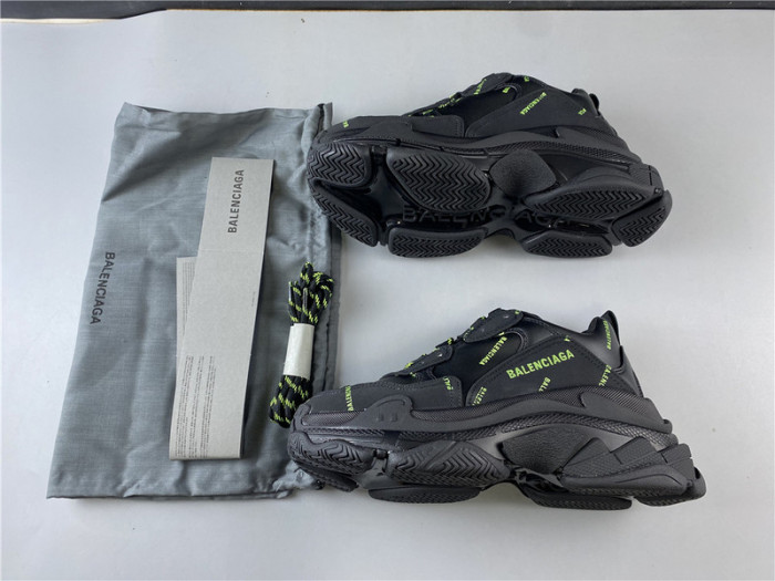 BLEN Triple S black and green balenciaga letter 541624 W09OL 3801020